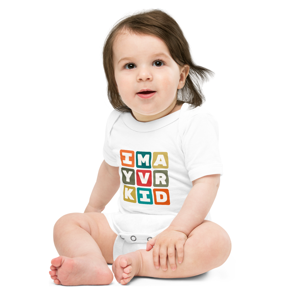 YHM Designs - YVR Vancouver Airport Code Baby Bodysuit - Colourful Blocks Design - Image 05