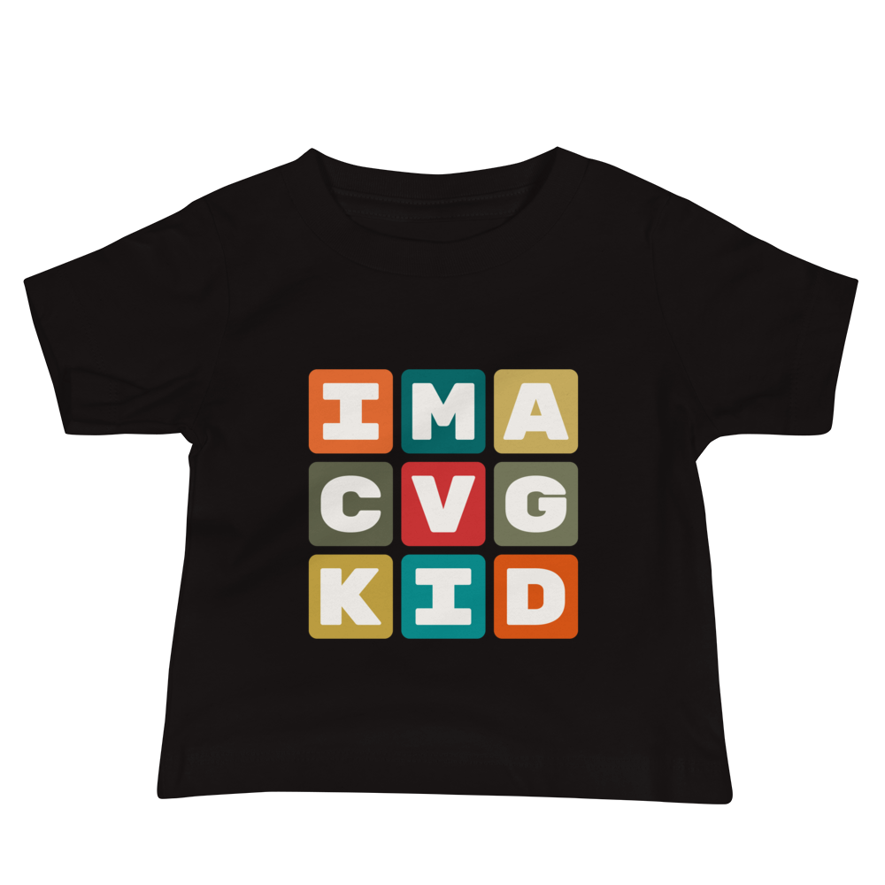 YHM Designs - CVG Cincinnati Airport Code Baby T-Shirt - Colourful Blocks Design - Image 02