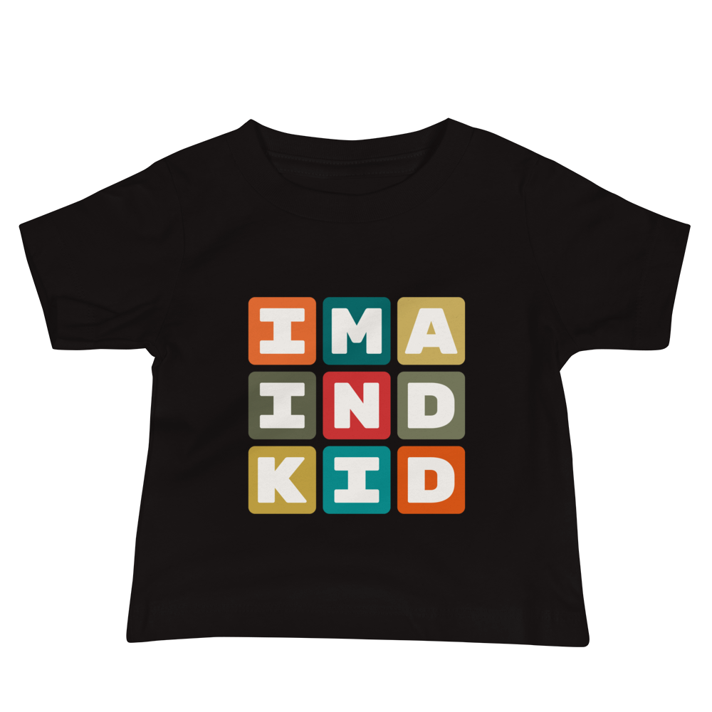 YHM Designs - IND Indianapolis Airport Code Baby T-Shirt - Colourful Blocks Design - Image 02