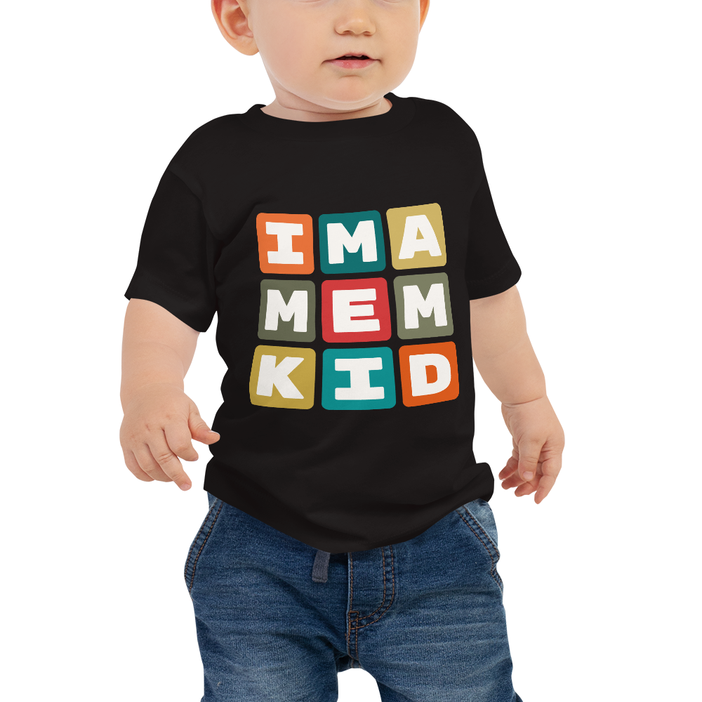 YHM Designs - MEM Memphis Airport Code Baby T-Shirt - Colourful Blocks Design - Image 01