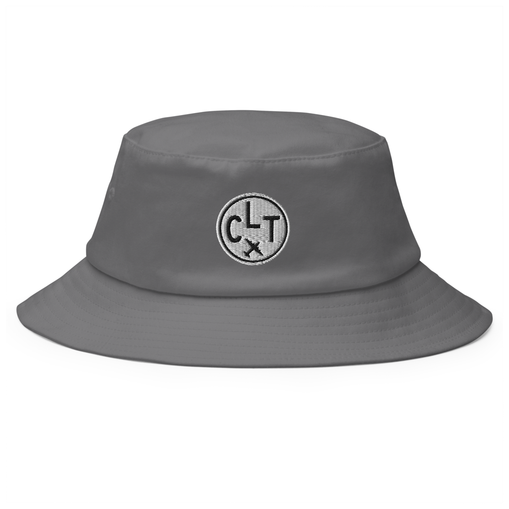 YHM Designs - CLT Charlotte Old School Cool Bucket Hat with Airport Code - Travel Gifts for Him and Her - Roundel Design with Vintage Airplane - Image 5