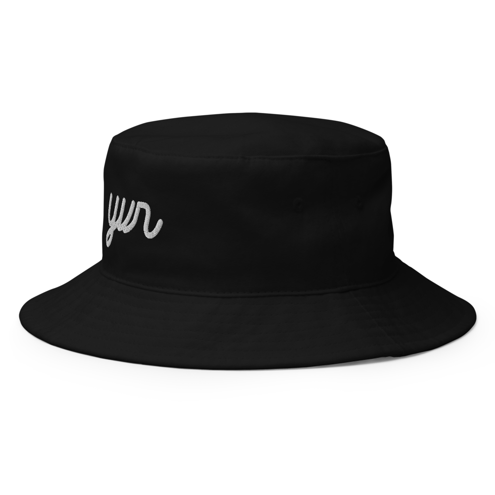 YHM Designs - YVR Vancouver Airport Code Bucket Hat - Vintage Script Design - White Embroidery - Image 06