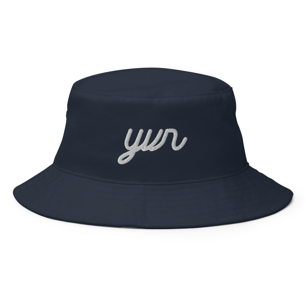 YHM Designs - YVR Vancouver Airport Code Bucket Hat - Vintage Script Design - White Embroidery - Image 07