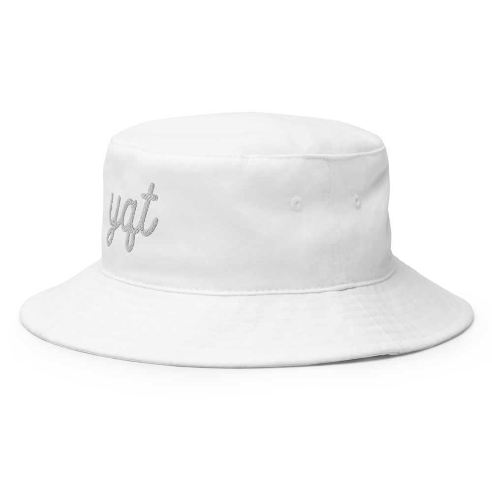 YHM Designs - YQT Thunder Bay Airport Code Bucket Hat - Vintage Script Design - White Embroidery - Image 10