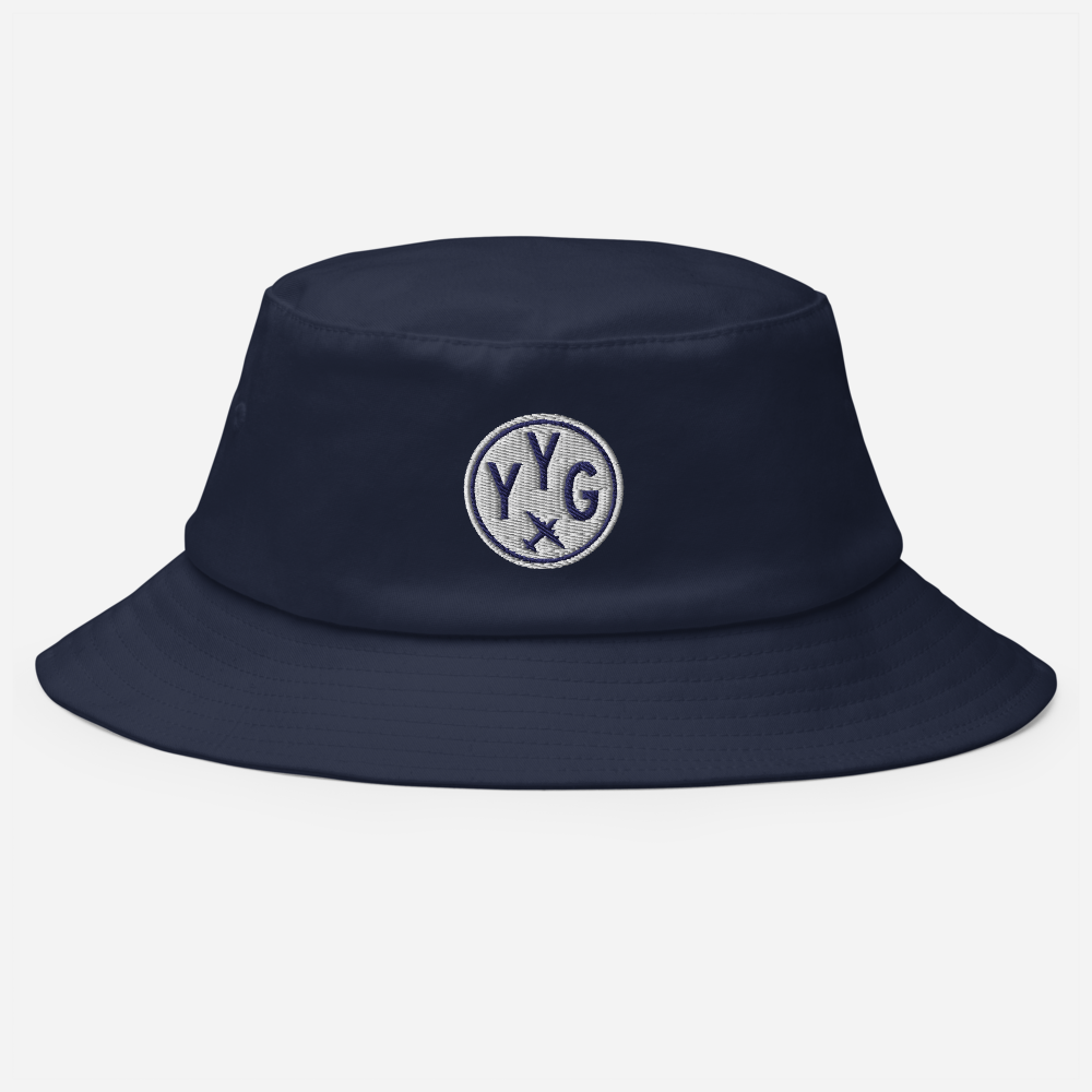 YHM Designs - YYG Charlottetown Old School Cool Bucket Hat with Airport Code - City-Themed Merchandise - Roundel Design with Vintage Airplane - Image 2