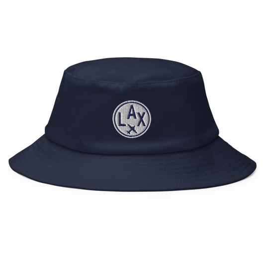 Roundel Bucket Hat - Navy Blue & White • LAX Los Angeles • YHM Designs - Image 01