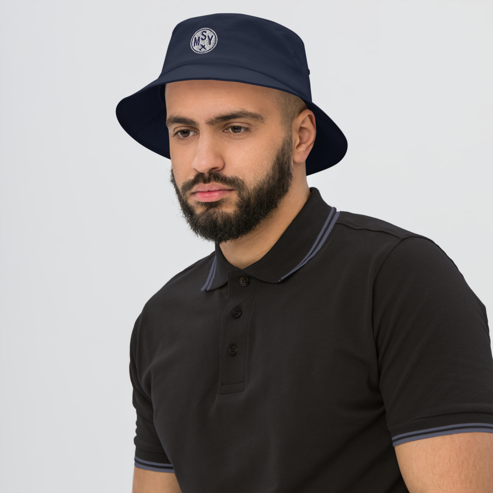 Roundel Bucket Hat - Navy Blue & White • MSY New Orleans • YHM Designs - Image 03
