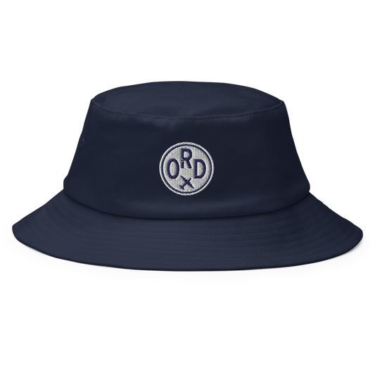 YHM Designs - ORD Chicago Old School Cool Bucket Hat with Airport Code - Travel Gifts for Him and Her - Roundel Design with Vintage Airplane - Image 1