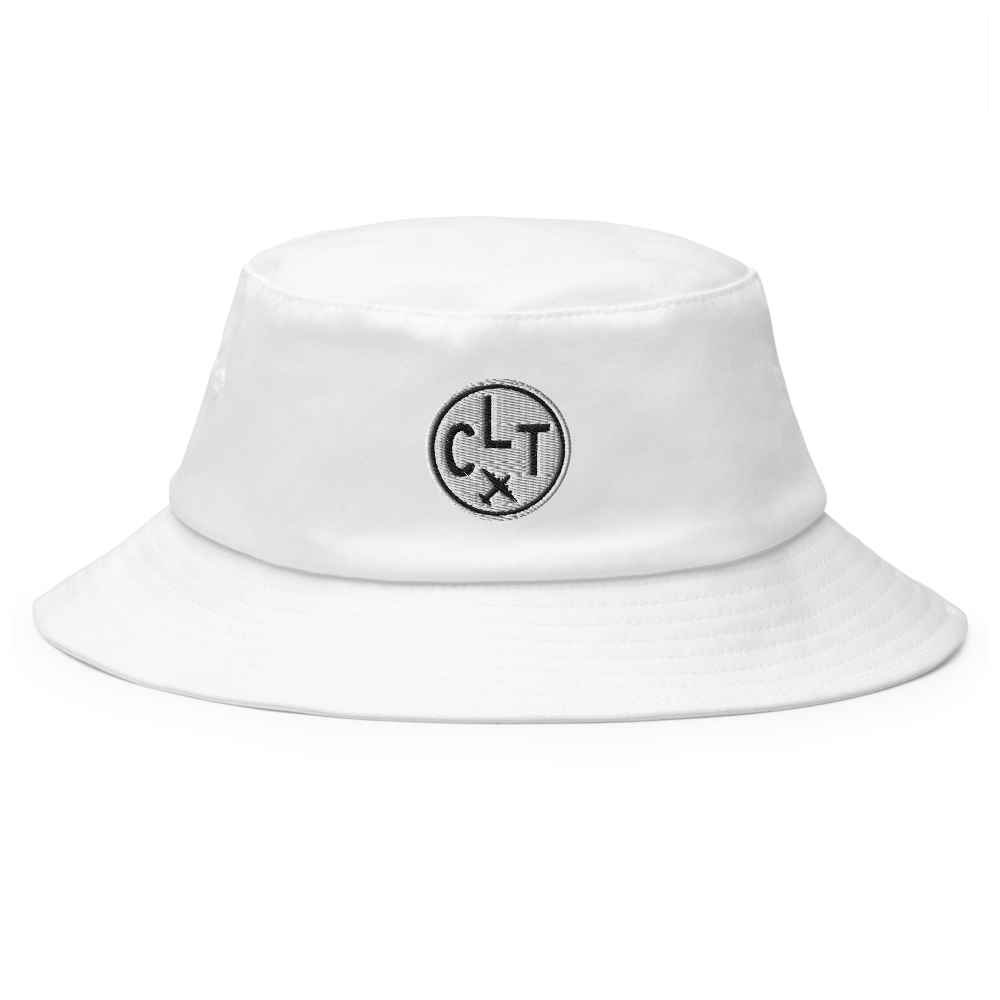 YHM Designs - CLT Charlotte Old School Cool Bucket Hat with Airport Code - Travel Gifts for Him and Her - Roundel Design with Vintage Airplane - Image 6