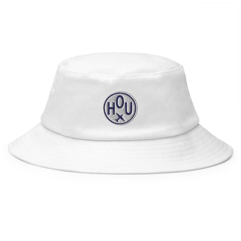 YHM Designs - HOU Houston Old School Cool Bucket Hat with Airport Code - Travel Gifts for Him and Her - Roundel Design with Vintage Airplane - Image 6