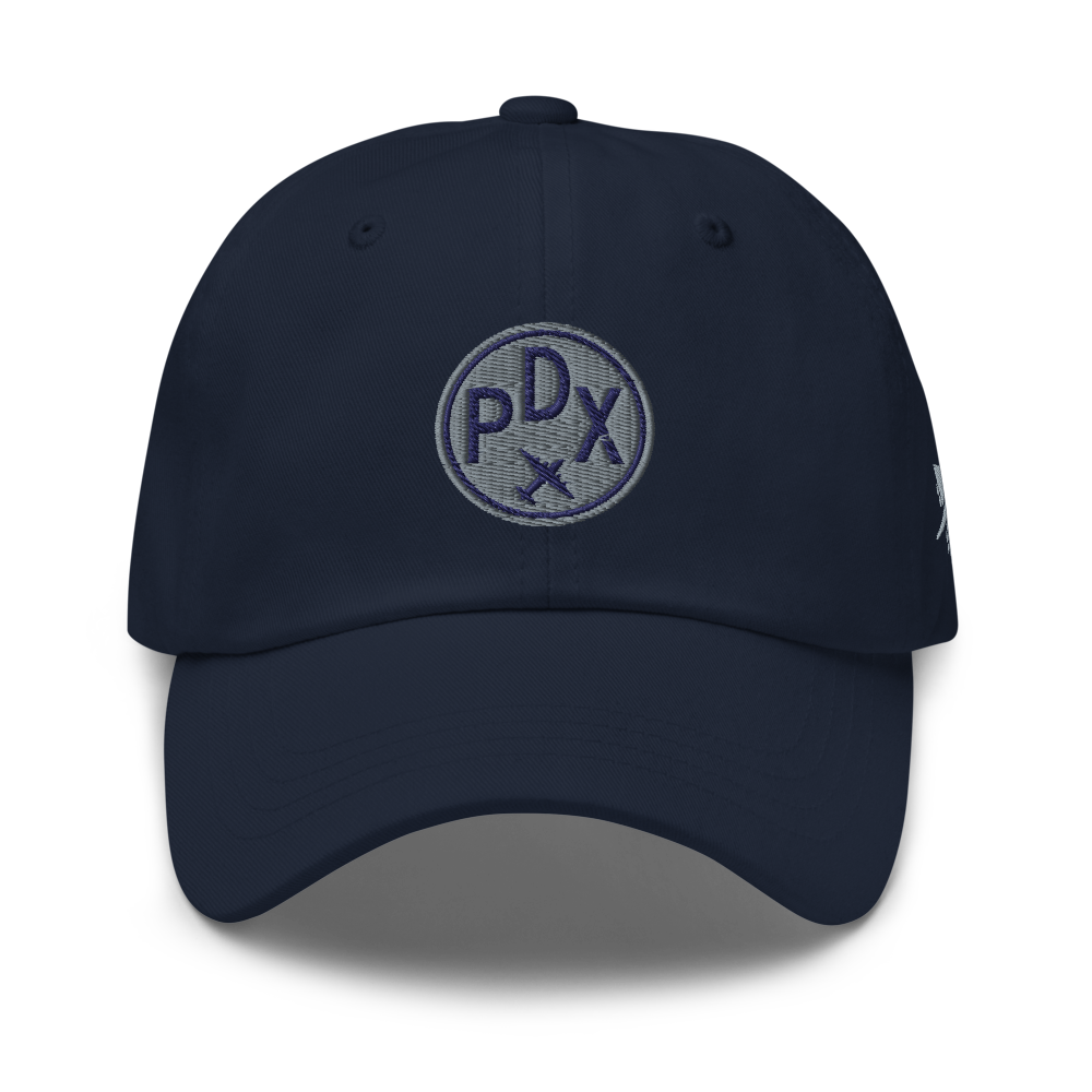 YHM Designs - PDX Portland Baseball Cap/Dad Hat - Airport Code and Roundel Design with Vintage Airplane 08