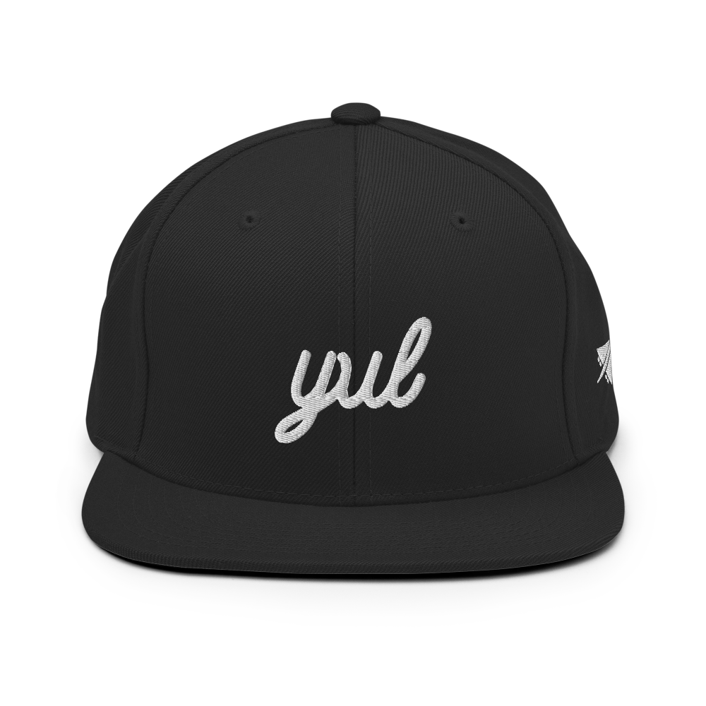 YHM Designs - YUL Montreal Airport Code Snapback Hat - Vintage Script Design - White Embroidery - Image 08