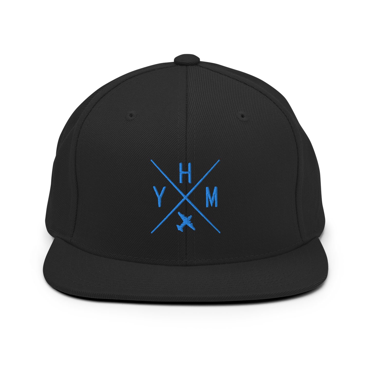 Crossed-X Snapback Hat • Aqua Blue Embroidery