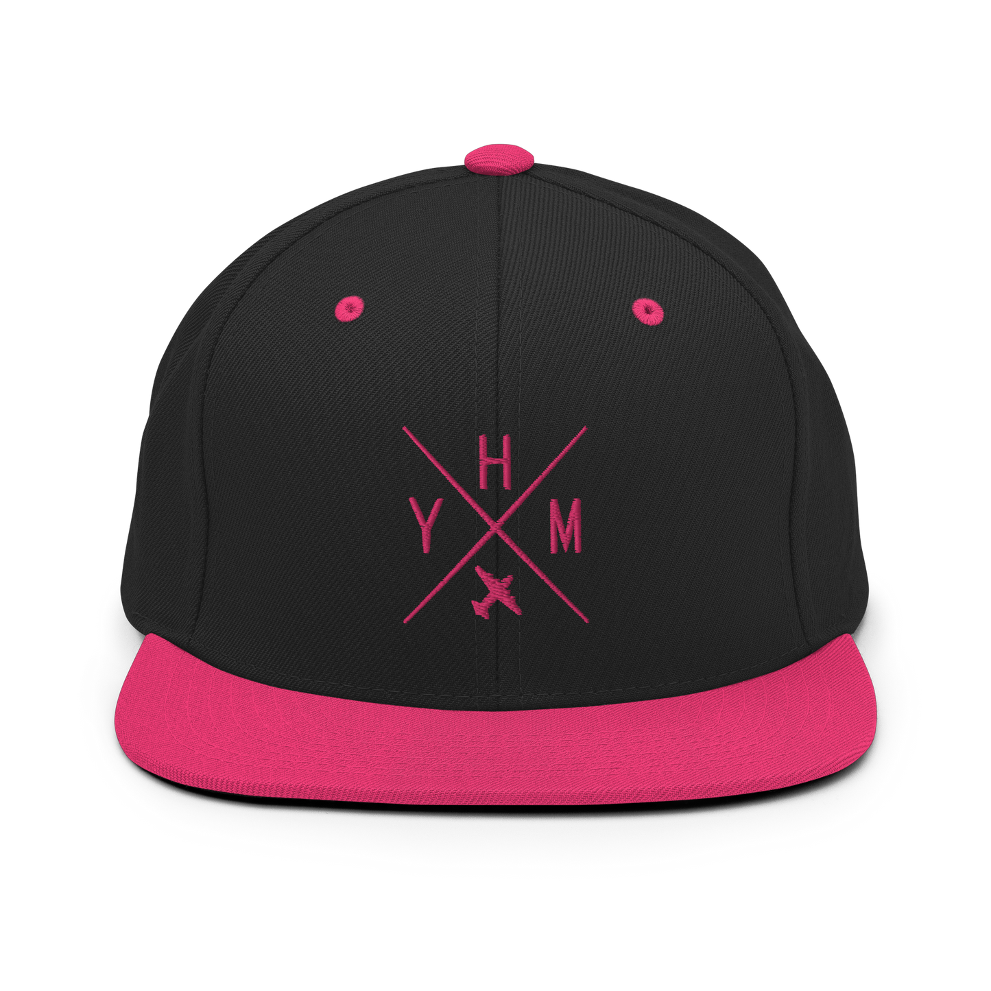 Crossed-X Snapback Hat • Pink Embroidery