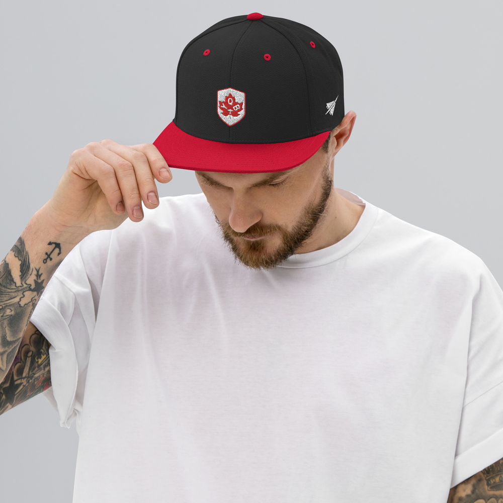 Maple Leaf Snapback Hat - Red/White • YQB Quebec City • YHM Designs - Image 02