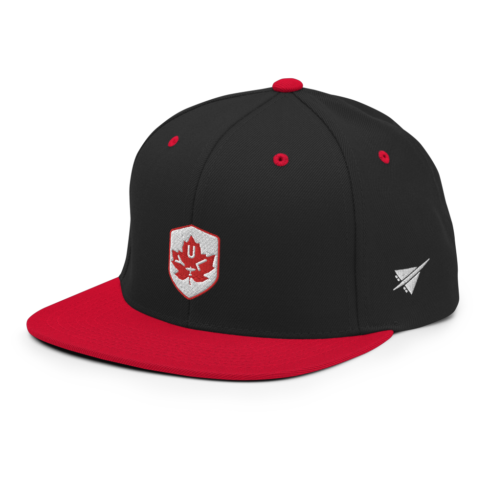 Maple Leaf Snapback Hat - Red/White • YUL Montreal • YHM Designs - Image 01