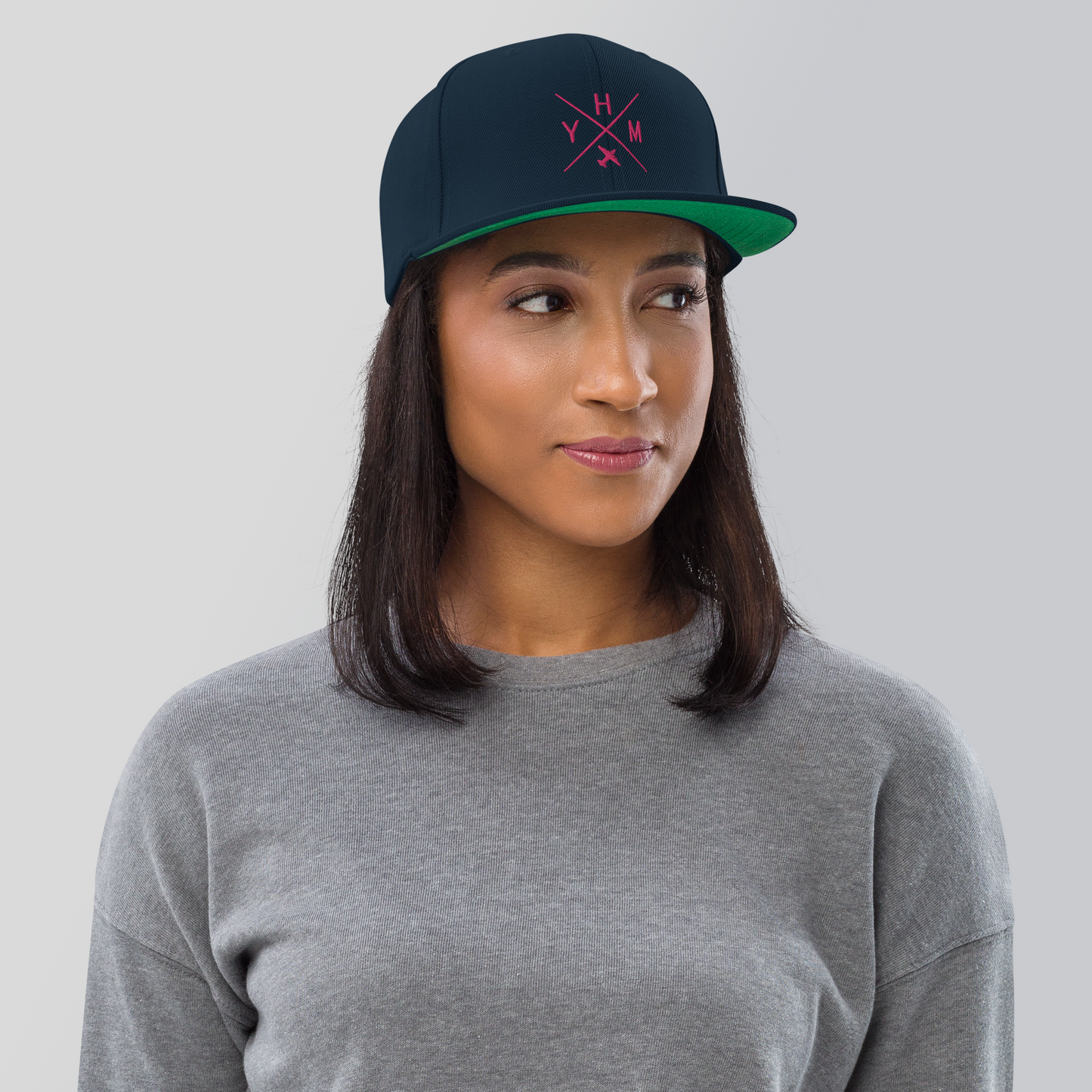 Crossed-X Snapback Hat • Pink Embroidery
