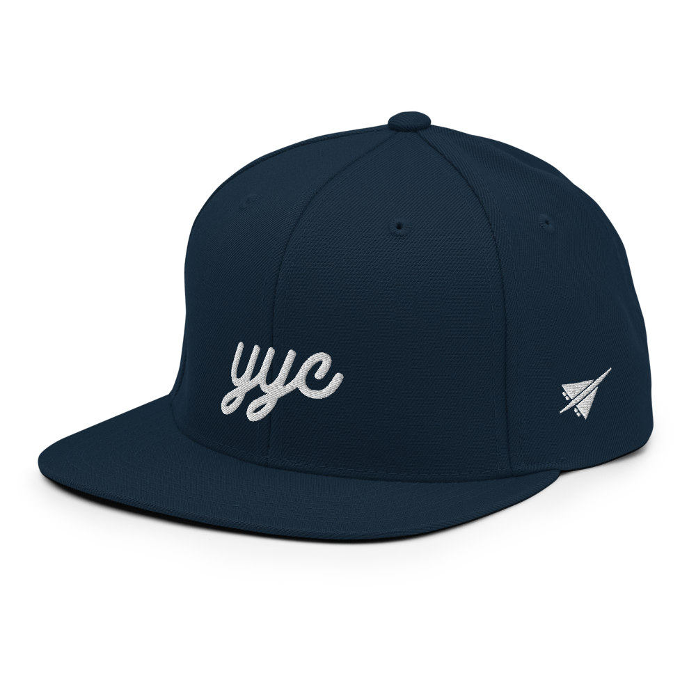 Vintage Script Snapback Hat • YYC Calgary • YHM Designs Dark Navy