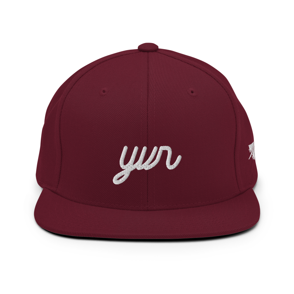 YHM Designs - YVR Vancouver Airport Code Snapback Hat - Vintage Script Design - White Embroidery - Image 10