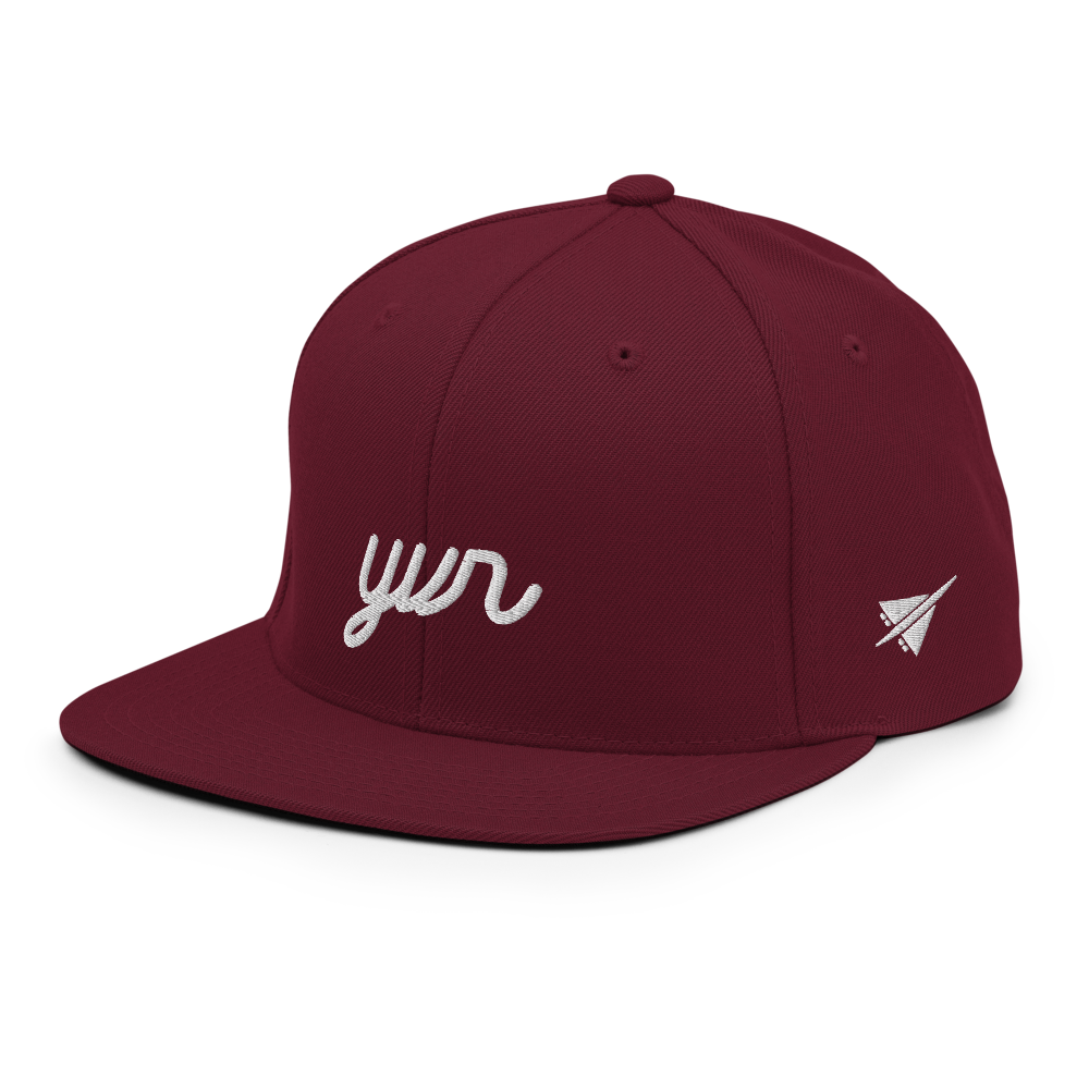 YHM Designs - YVR Vancouver Airport Code Snapback Hat - Vintage Script Design - White Embroidery - Image 12
