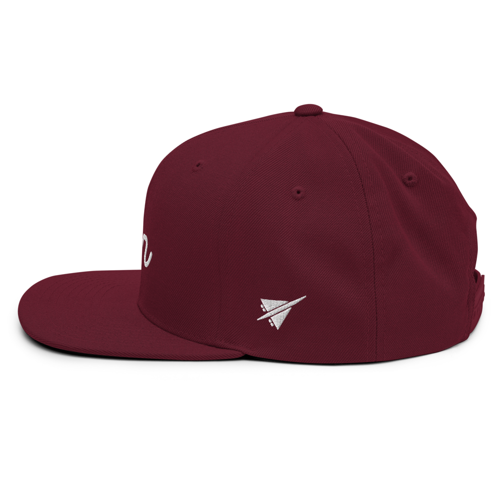 YHM Designs - YVR Vancouver Airport Code Snapback Hat - Vintage Script Design - White Embroidery - Image 11