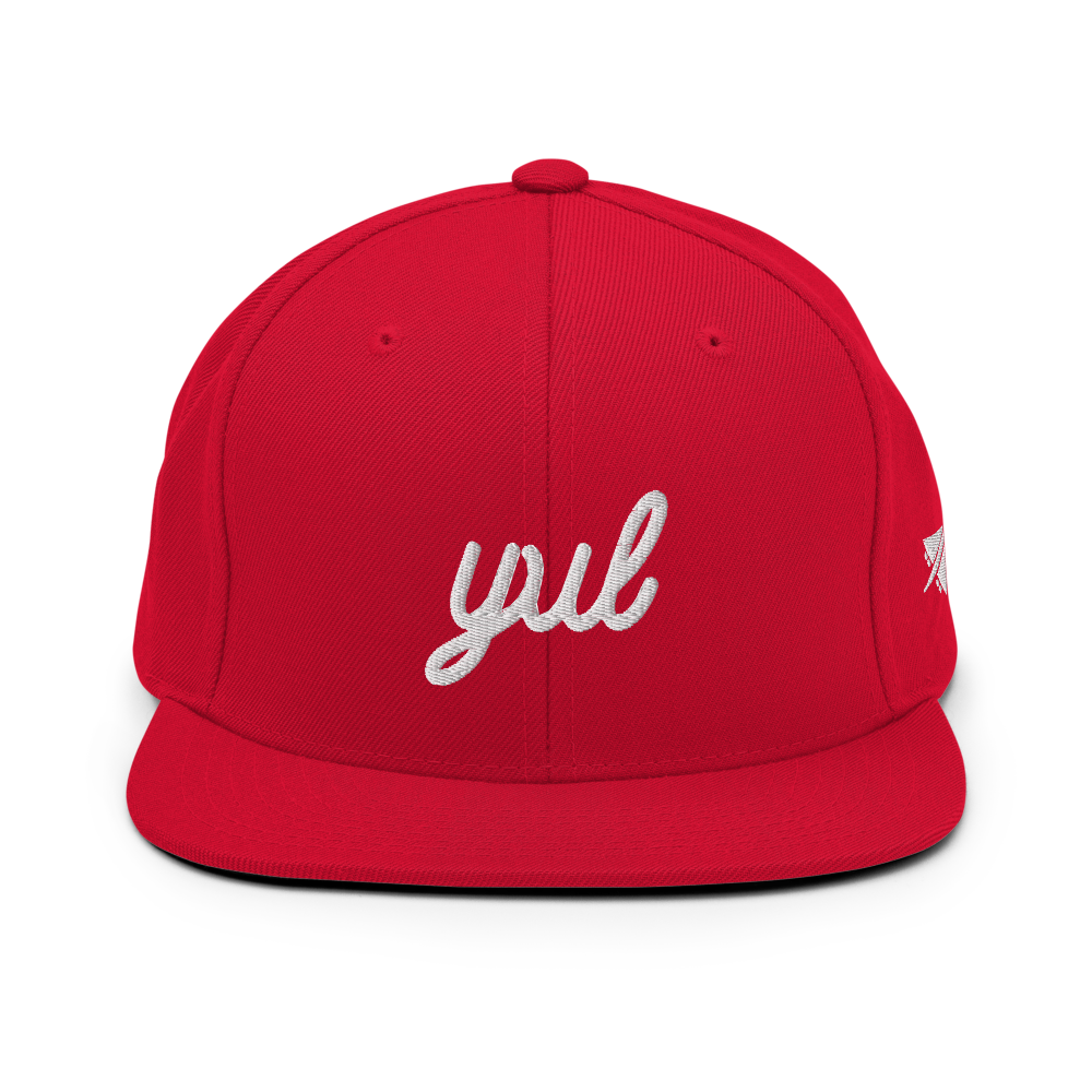YHM Designs - YUL Montreal Airport Code Snapback Hat - Vintage Script Design - White Embroidery - Image 13