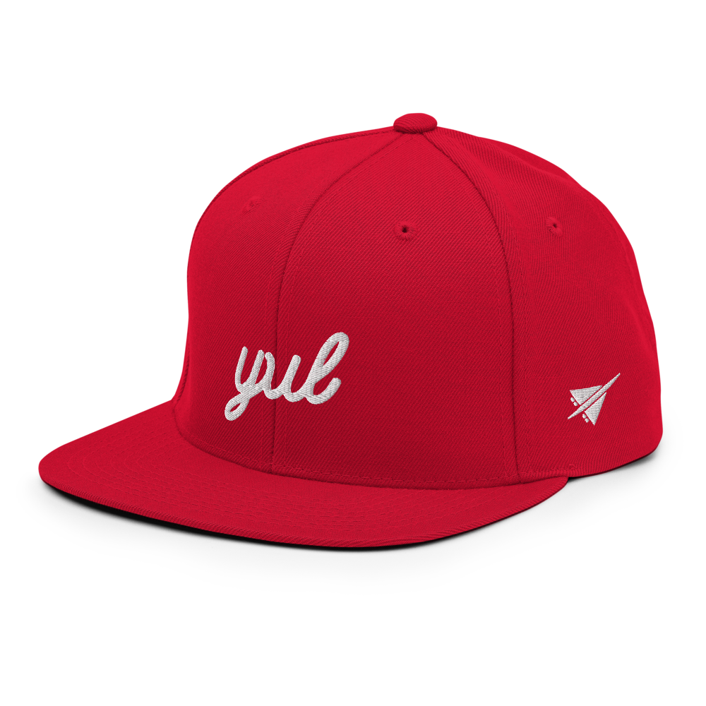 YHM Designs - YUL Montreal Airport Code Snapback Hat - Vintage Script Design - White Embroidery - Image 15