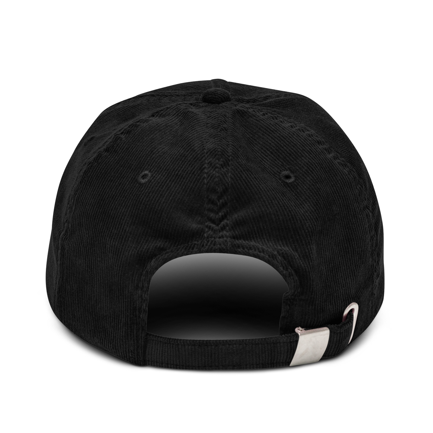 Oval Car Sticker Corduroy Hat • Black and White Embroidery