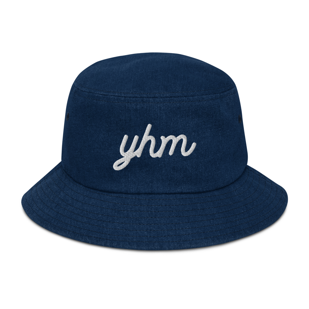 Vintage Script Denim Bucket Hat • YHM Hamilton • YHM Designs - Image 01