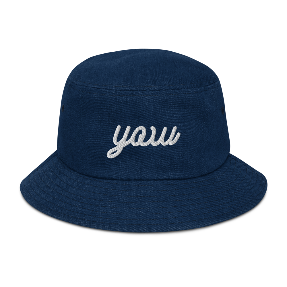 Vintage Script Denim Bucket Hat • YOW Ottawa • YHM Designs - Image 01