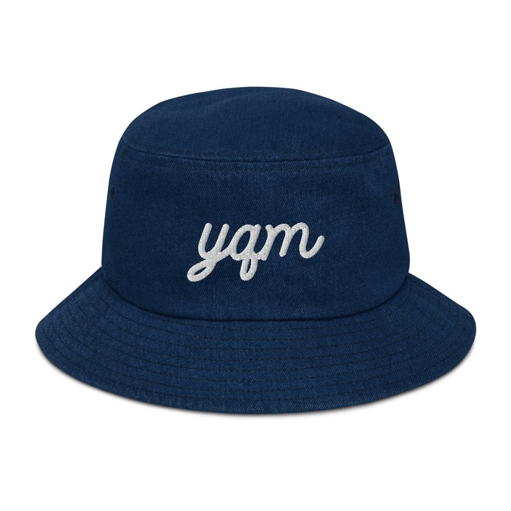 Vintage Script Denim Bucket Hat • YQM Moncton • YHM Designs - Image 01