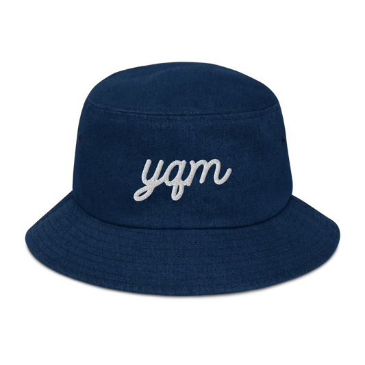 Vintage Script Denim Bucket Hat • YQM Moncton • YHM Designs - Image 01