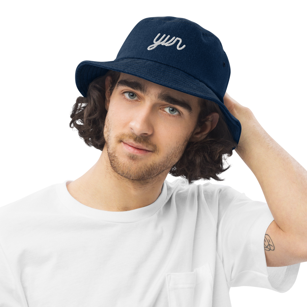 Vintage Script Denim Bucket Hat • YVR Vancouver • YHM Designs - Image 03