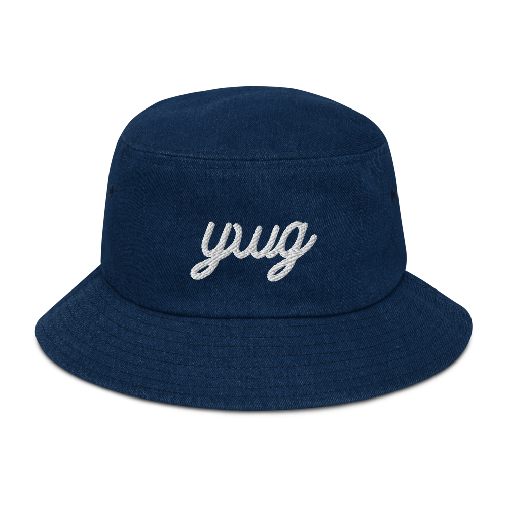 Vintage Script Denim Bucket Hat • YWG Winnipeg • YHM Designs - Image 01