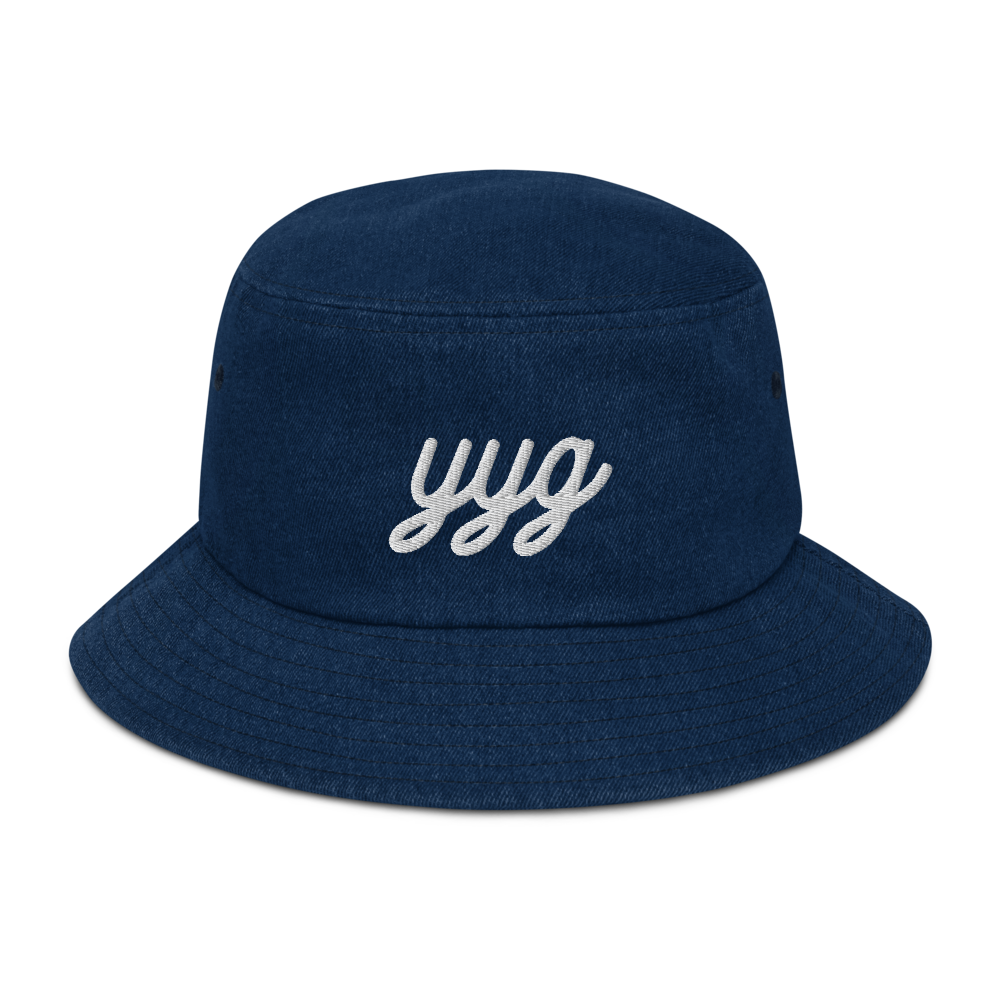 Vintage Script Denim Bucket Hat • YYG Charlottetown • YHM Designs - Image 01
