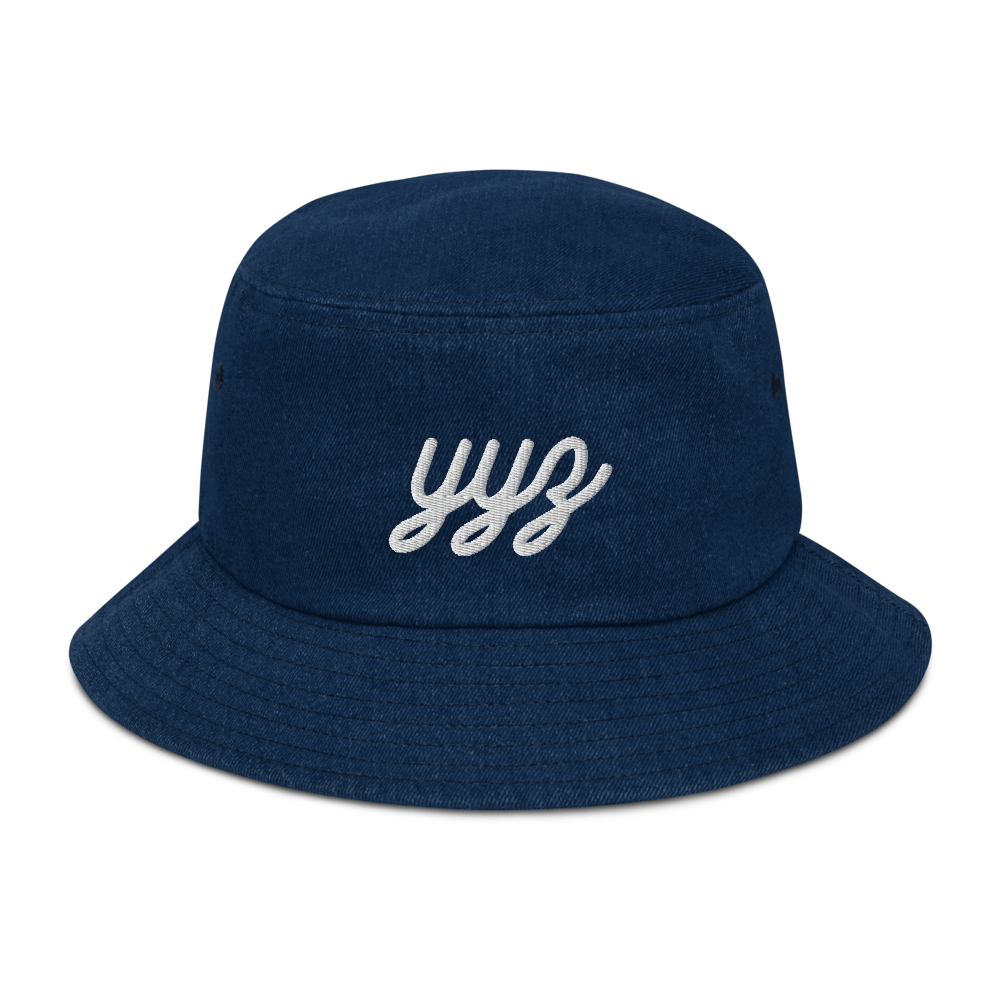 Vintage Script Denim Bucket Hat • YYZ Toronto • YHM Designs - Image 01