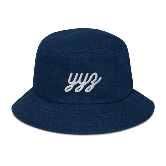 Vintage Script Denim Bucket Hat • YYZ Toronto • YHM Designs - Image 01