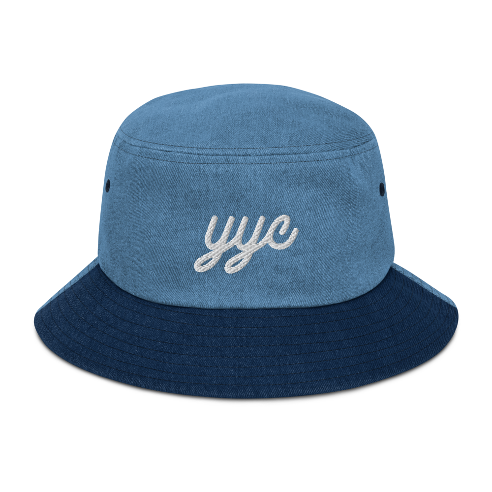 Vintage Script Denim Bucket Hat • YYC Calgary • YHM Designs - Image 12