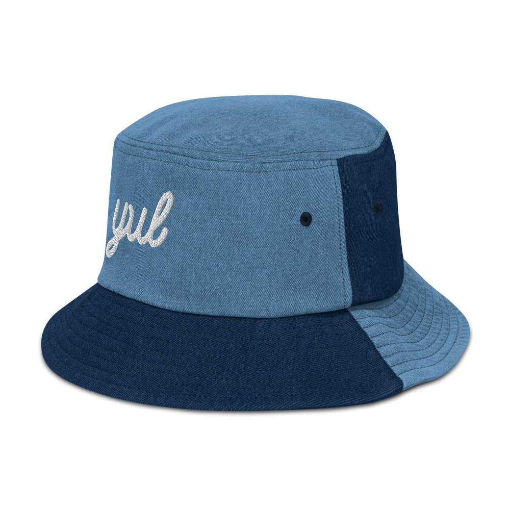 Vintage Script Denim Bucket Hat • YUL Montreal • YHM Designs - Image 15