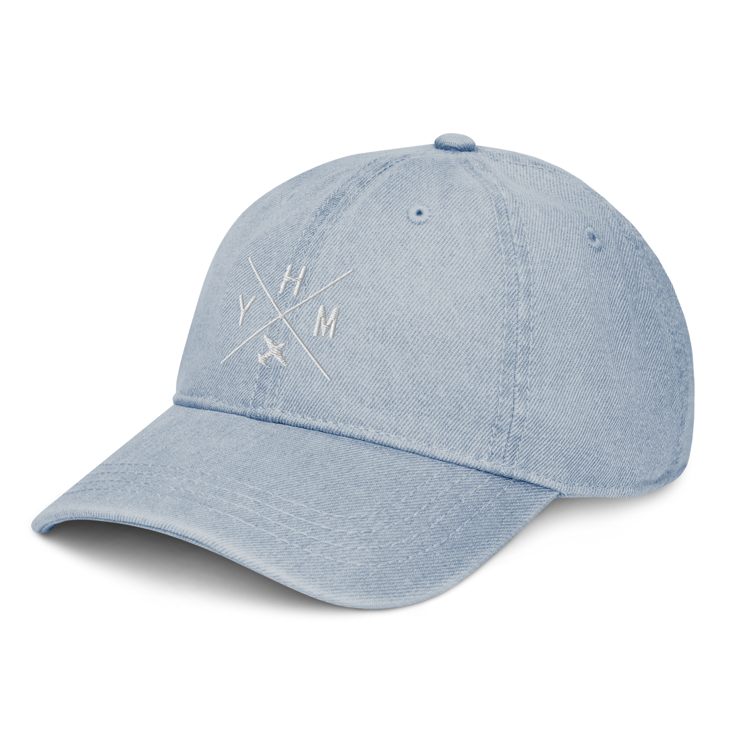 Crossed-X Denim Hat • White Embroidery
