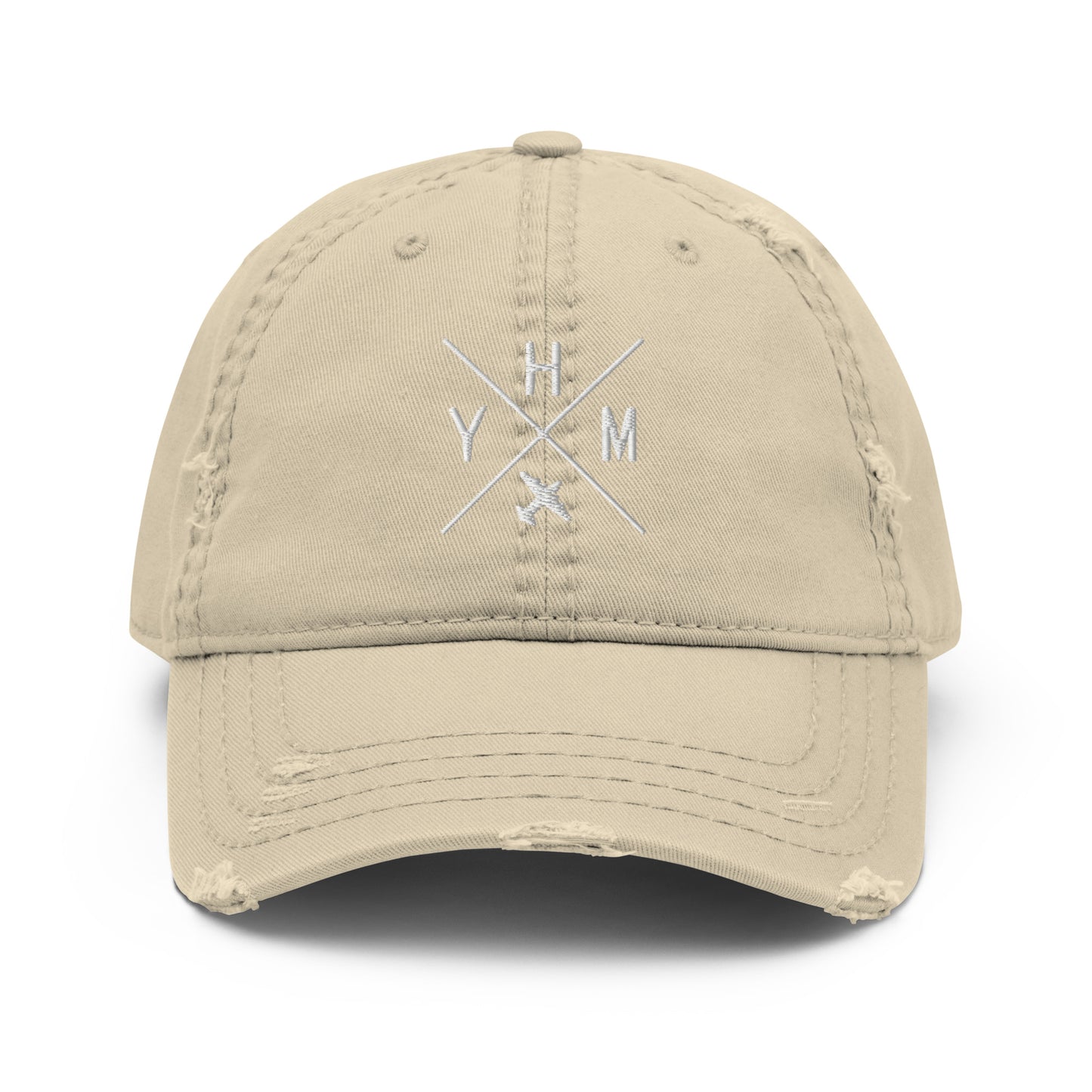 Crossed-X Distressed Dad Hat • White Embroidery
