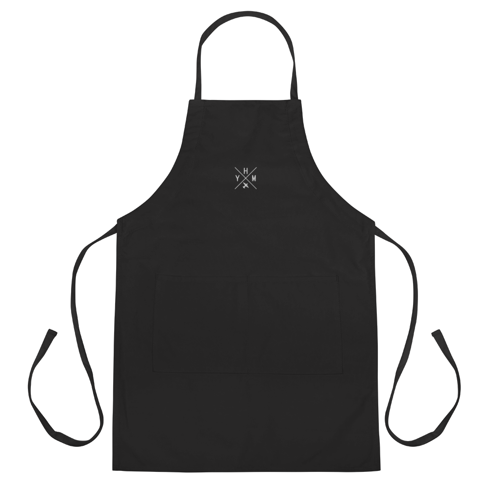 Crossed-X Embroidered Apron • White Embroidery