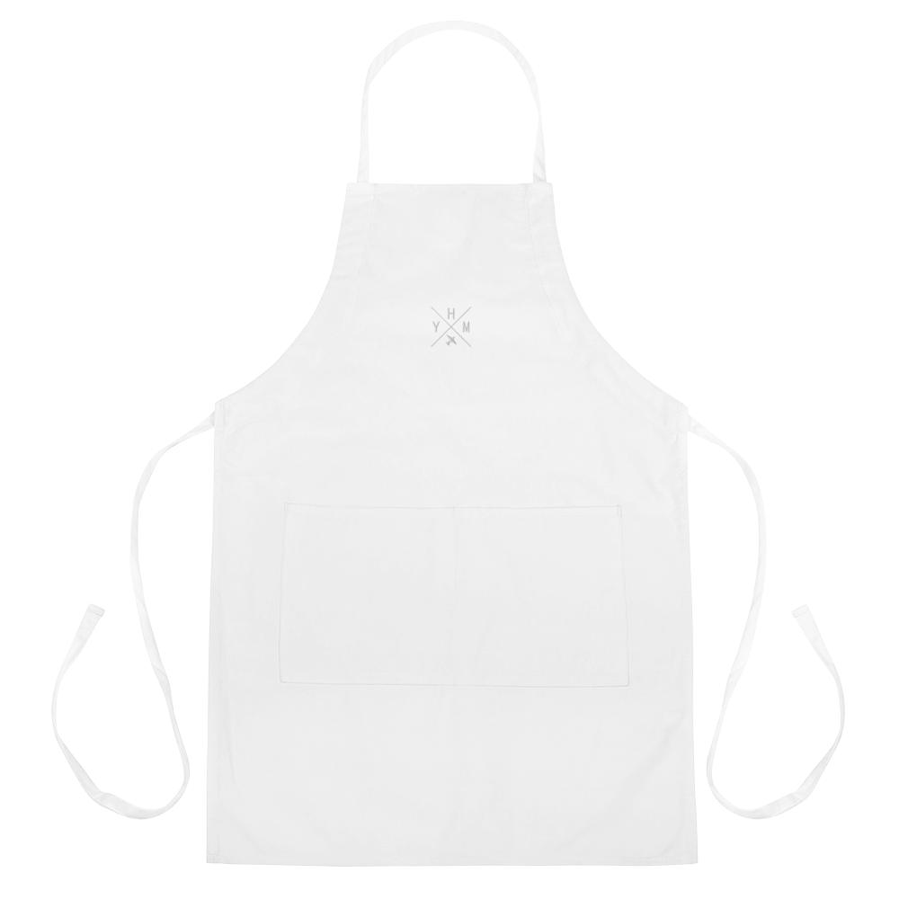 Crossed-X Embroidered Apron • White Embroidery