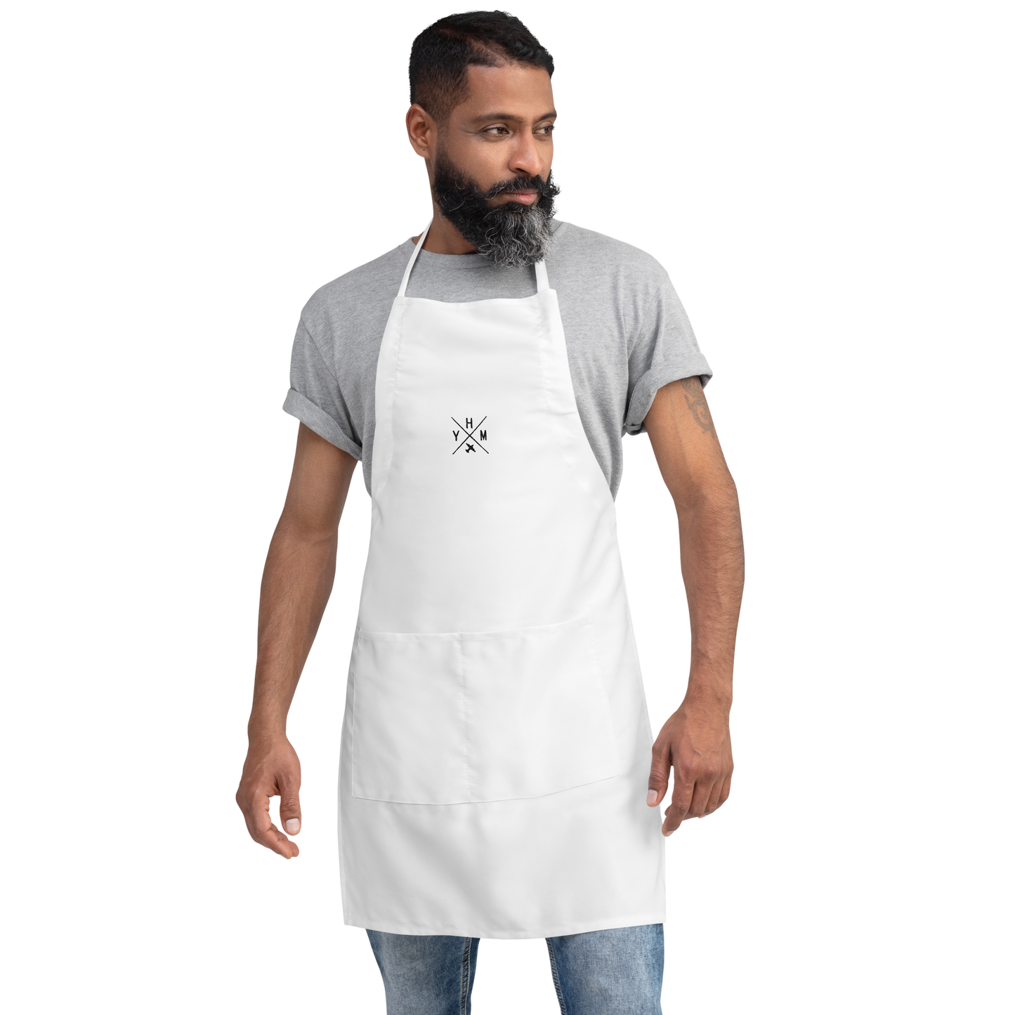 Crossed-X Embroidered Apron • Black Embroidery
