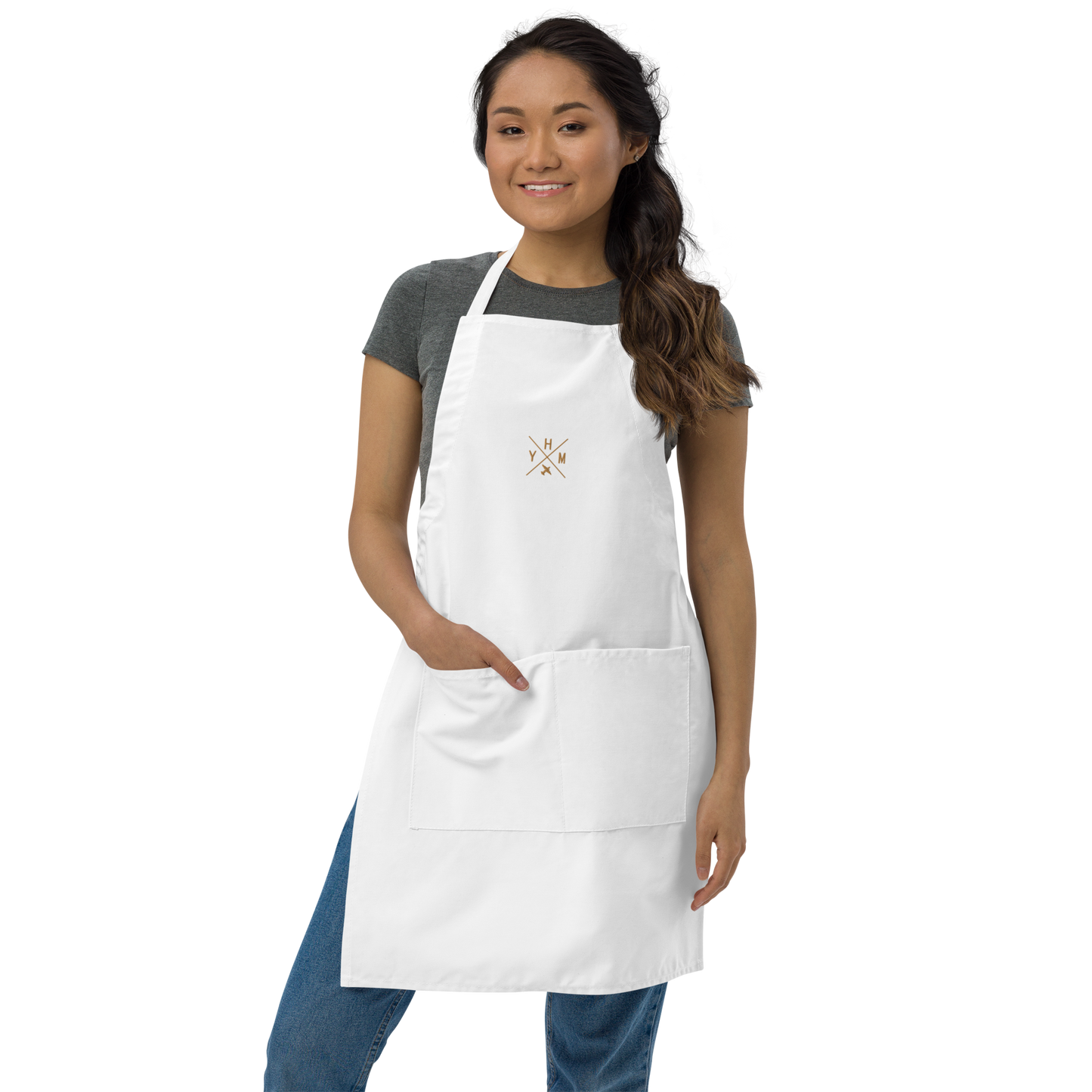 Crossed-X Embroidered Apron • Old Gold Embroidery