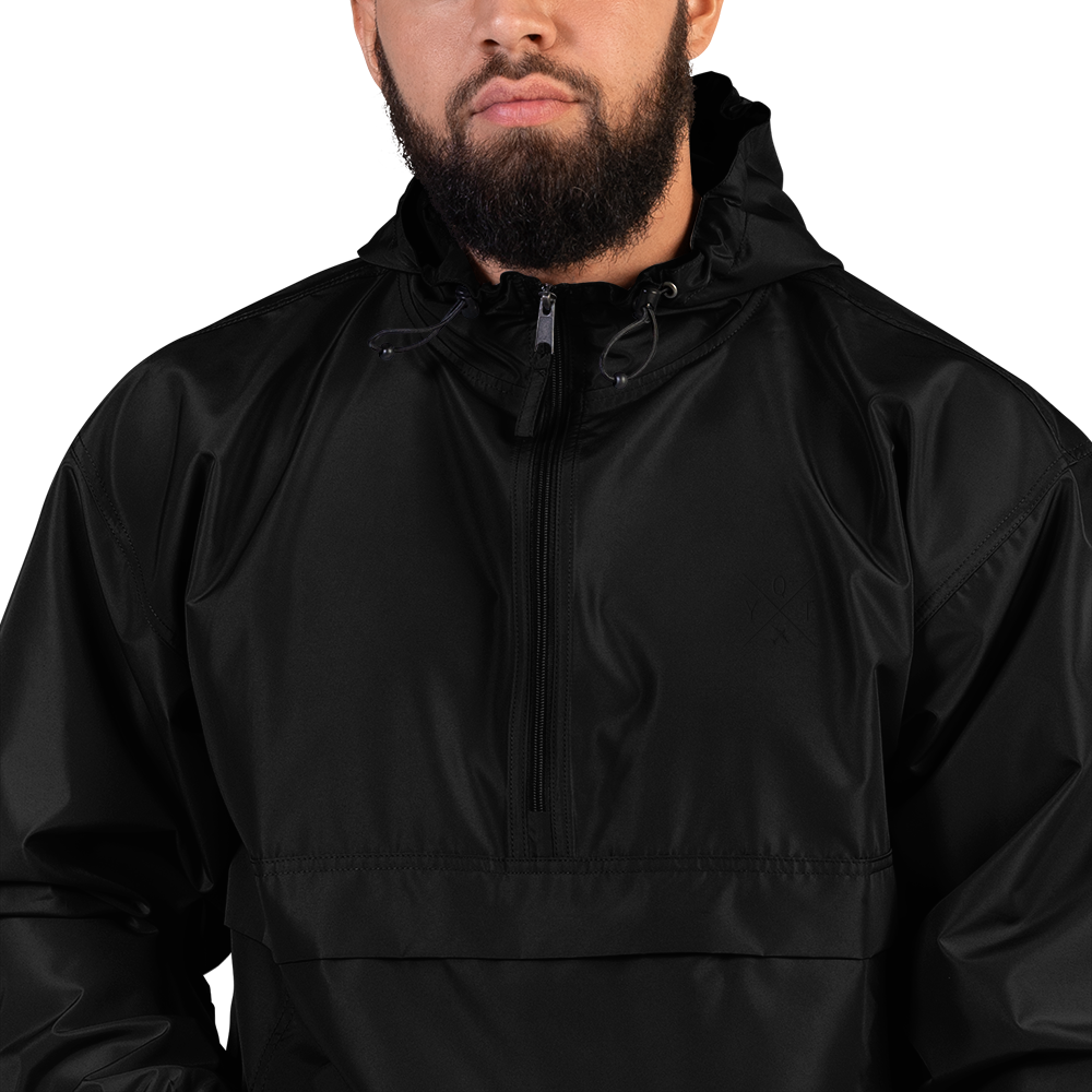YHM Designs - YQT Thunder Bay Champion Packable Jacket - Crossed-X Design with Airport Code and Vintage Propliner - Black Embroidery - Image 08