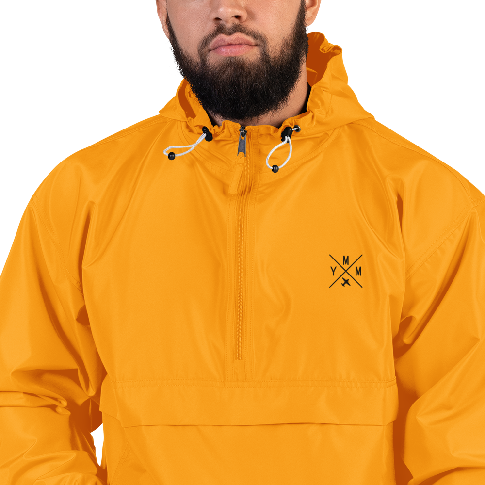 YHM Designs - YMM Fort McMurray Champion Packable Jacket - Crossed-X Design with Airport Code and Vintage Propliner - Black Embroidery - Image 16
