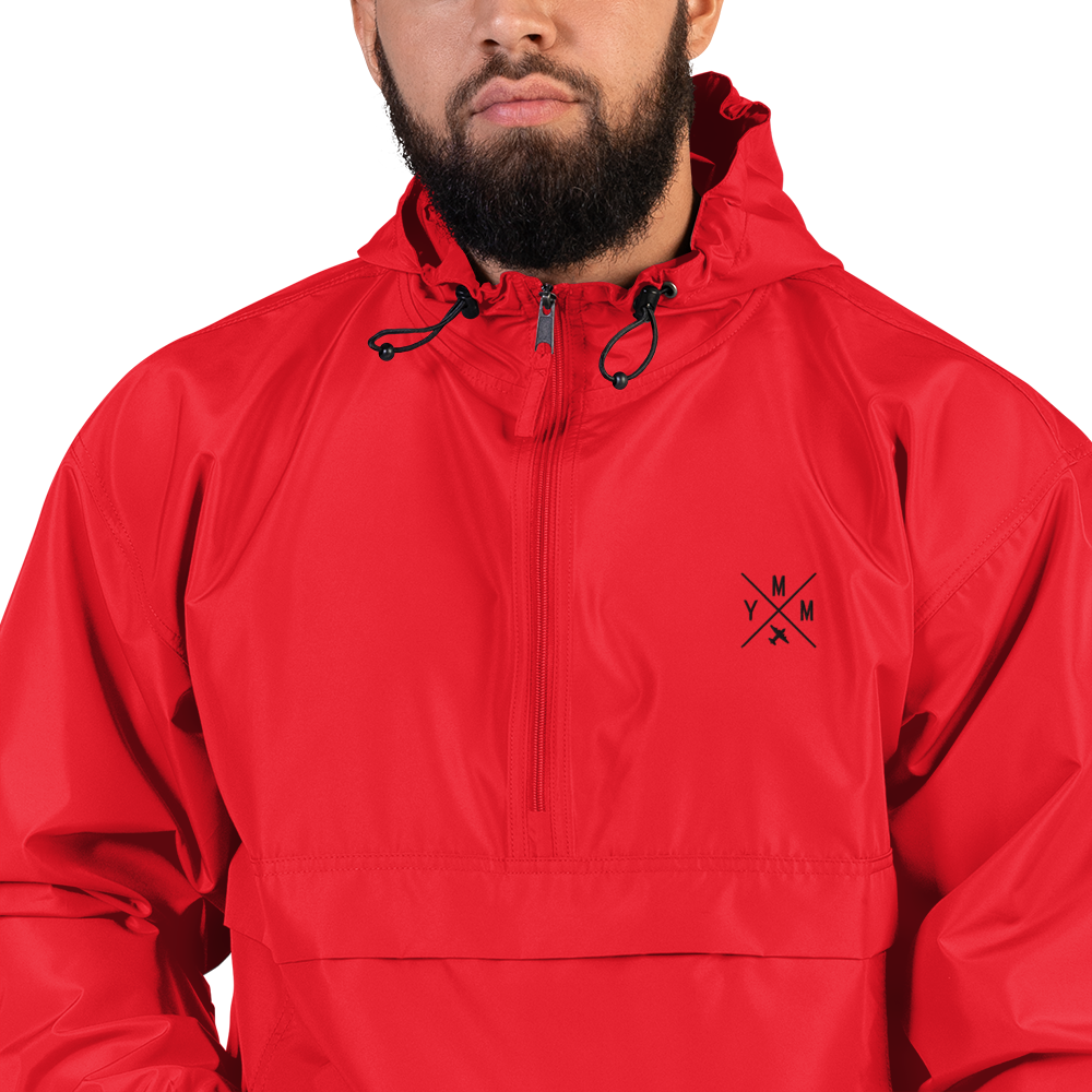 YHM Designs - YMM Fort McMurray Champion Packable Jacket - Crossed-X Design with Airport Code and Vintage Propliner - Black Embroidery - Image 10