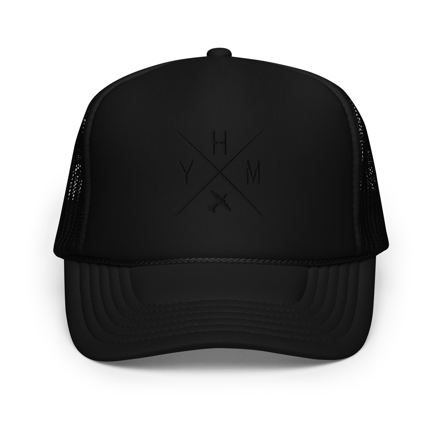 Crossed-X Foam Trucker Hat • Black Embroidery