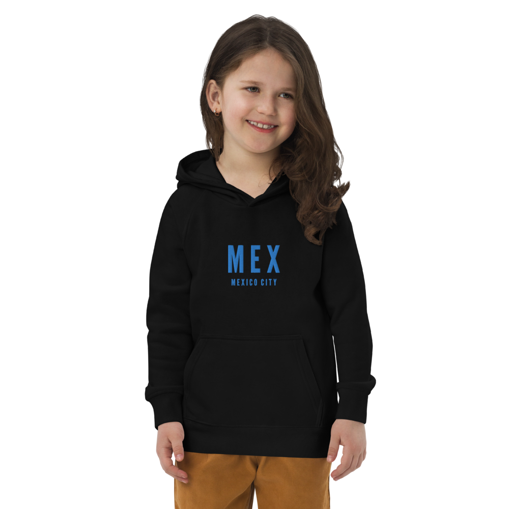 YHM Designs - MEX Mexico City Kid's Sustainable Eco Hoodie - Embroidered with City Name and Airport Code - Image 03